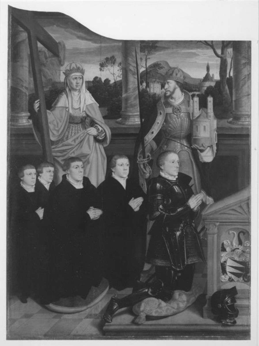 Siegen-Altar: Die hll. Helena und Heinrich mit Stifter Arnold von Siegen und seinen vier Söhnen 
Rückseite: Ecce Homo