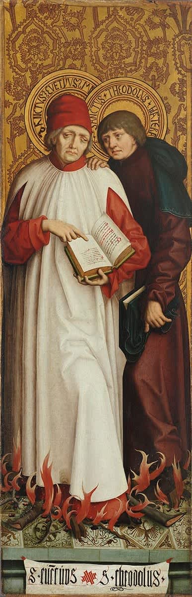 Rechter Altarflügel, Außenseite: Die hll. Eventius und Theodolus von Rom
