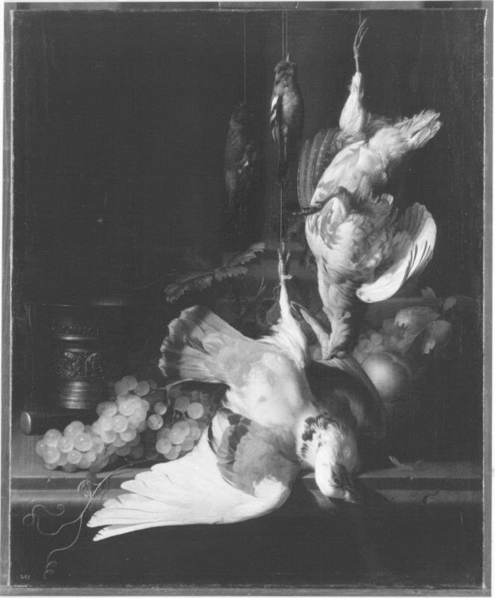 Stillleben mit Obst und toten Vögeln