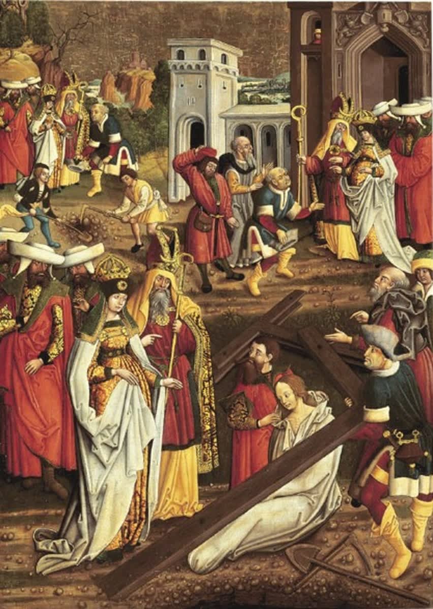 Flügel eines Kreuzaltares: Kreuzauffindung durch Kaiserin Helena
(Ehemals Rückseite: Inv.-Nr. 5366)