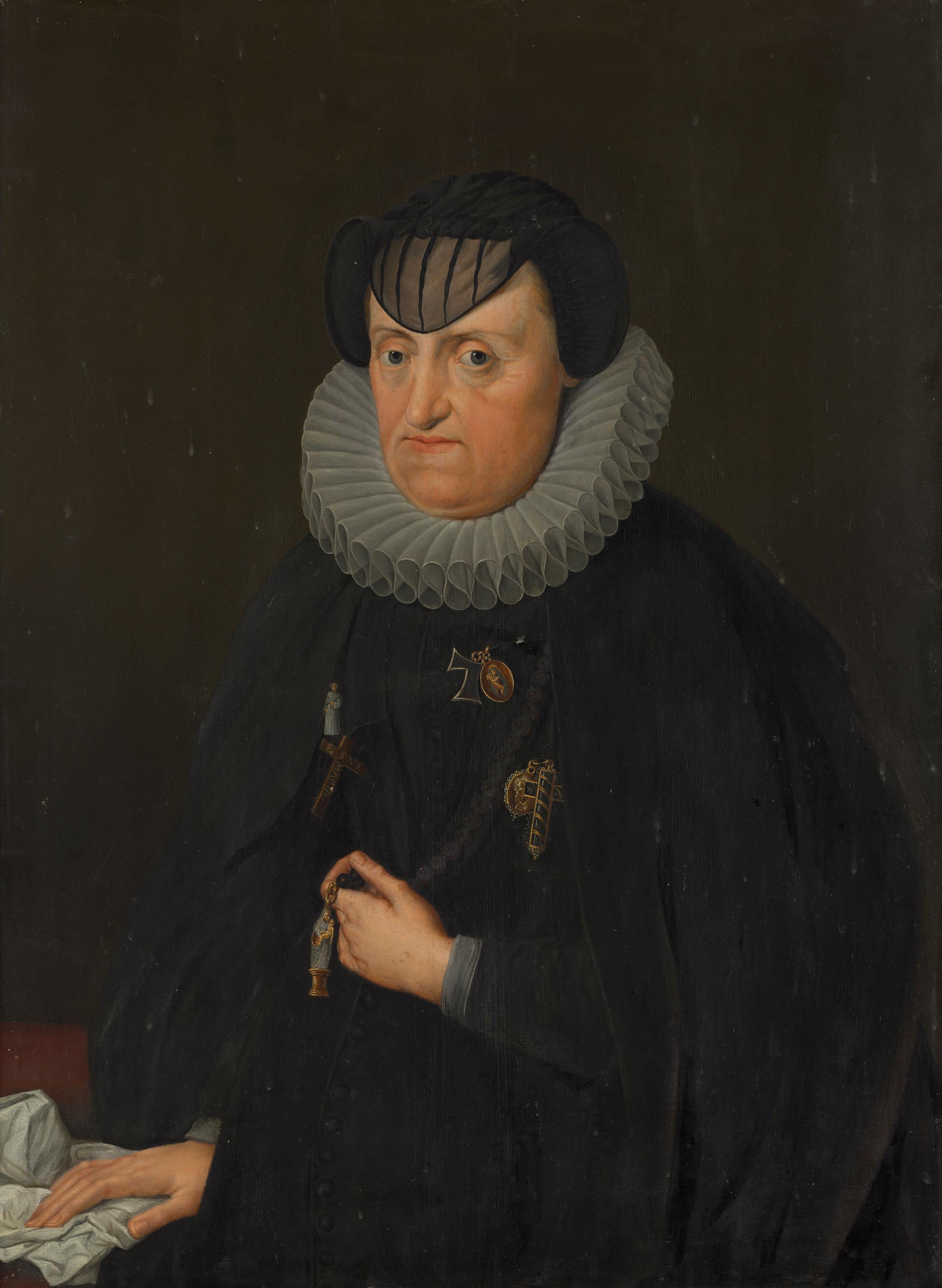 Bildnis der Maria von Bayern, Erzherzogin von Österreich, älteste Tochter Herzog Albrechts V. von Bayern, als Witwe (1551-1608)