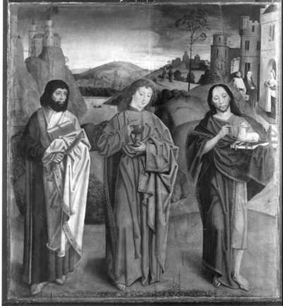 Beschneidungsaltar: Die hll. Bartholomäus, Johannes Ev. und Johannes d. T.