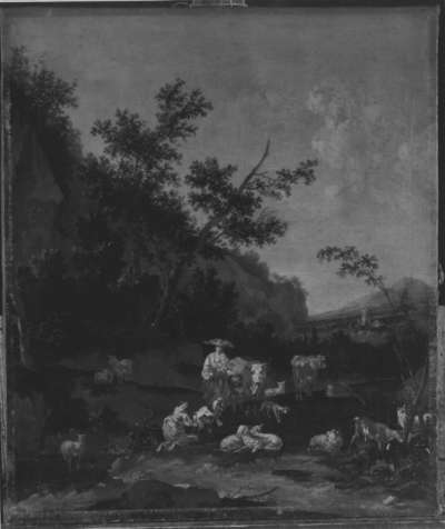 Italienische Landschaft mit Vieh und Hirtinnen