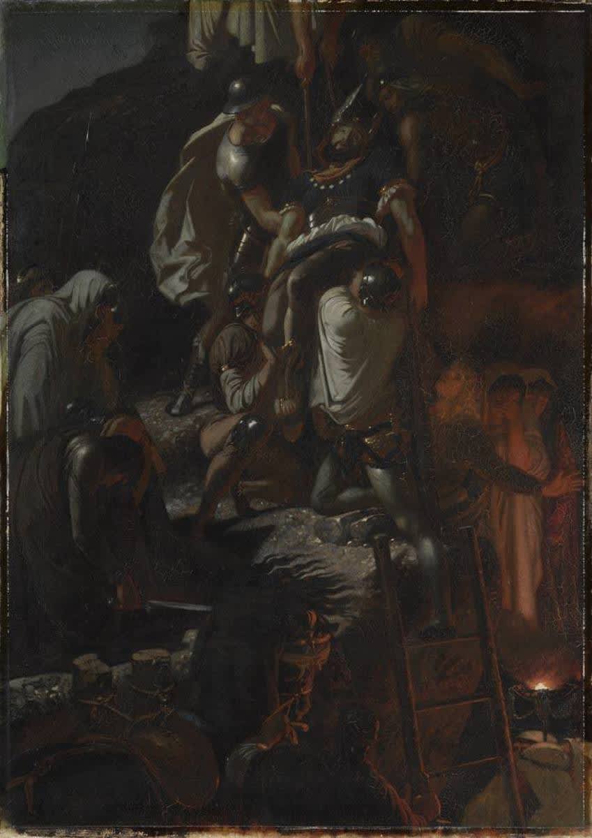 Alarichs Bestattung im Flussbett des Busento