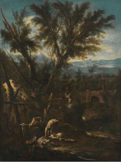 Landschaft mit Mönchen