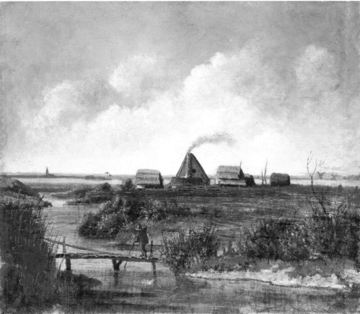 Flusslandschaft mit Fischer