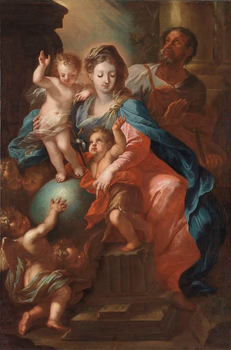 Heilige Familie mit dem Johannesknaben und Engeln