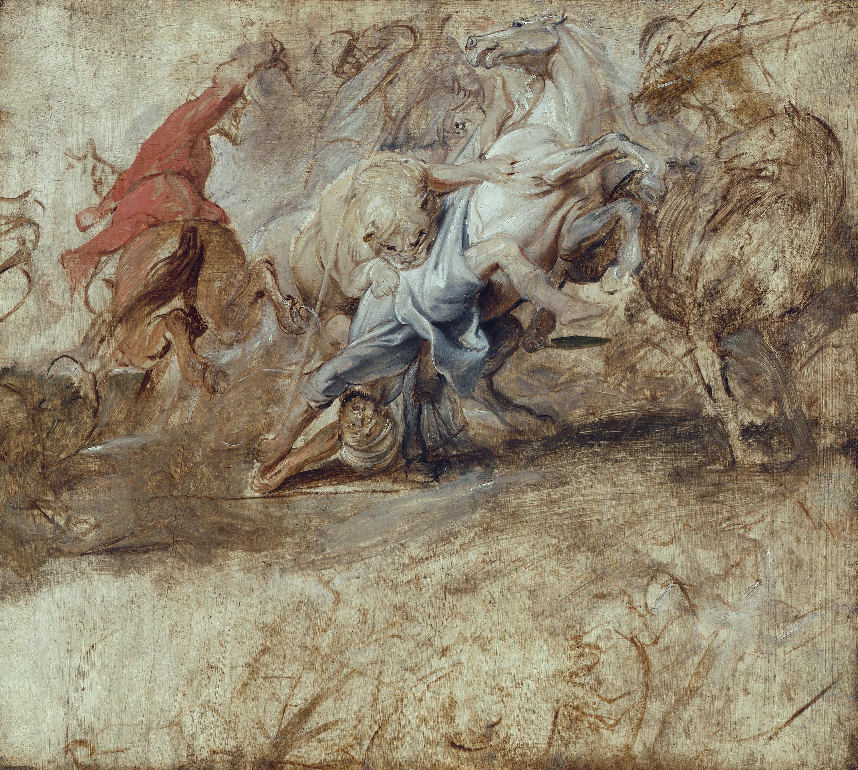 Löwenjagd (Ölskizze) Rückseite: Vermählung in Procuratione (Skizze zum Medici-Zyklus)