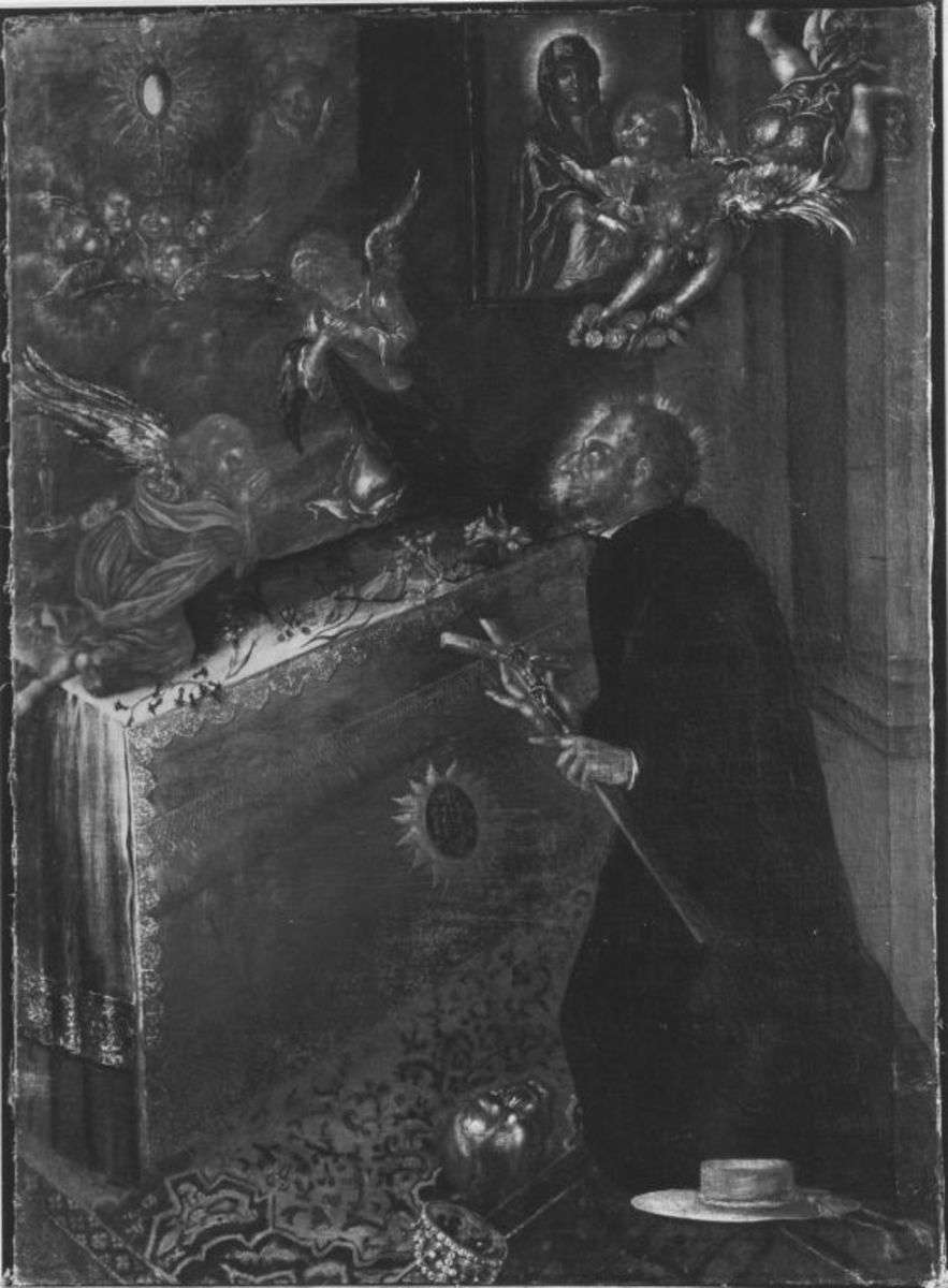 Hl. Franz von Borgia verehrt die Eucharistie