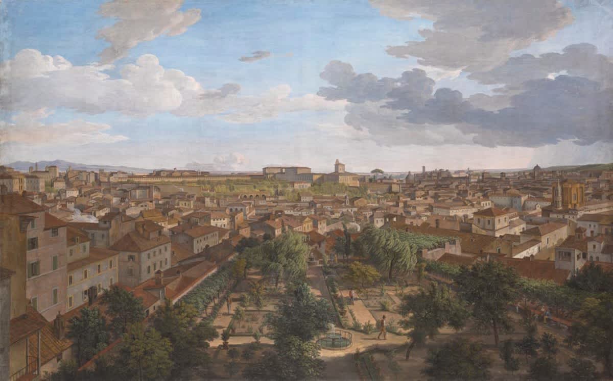 Blick von der Villa Malta in Rom nach Süden