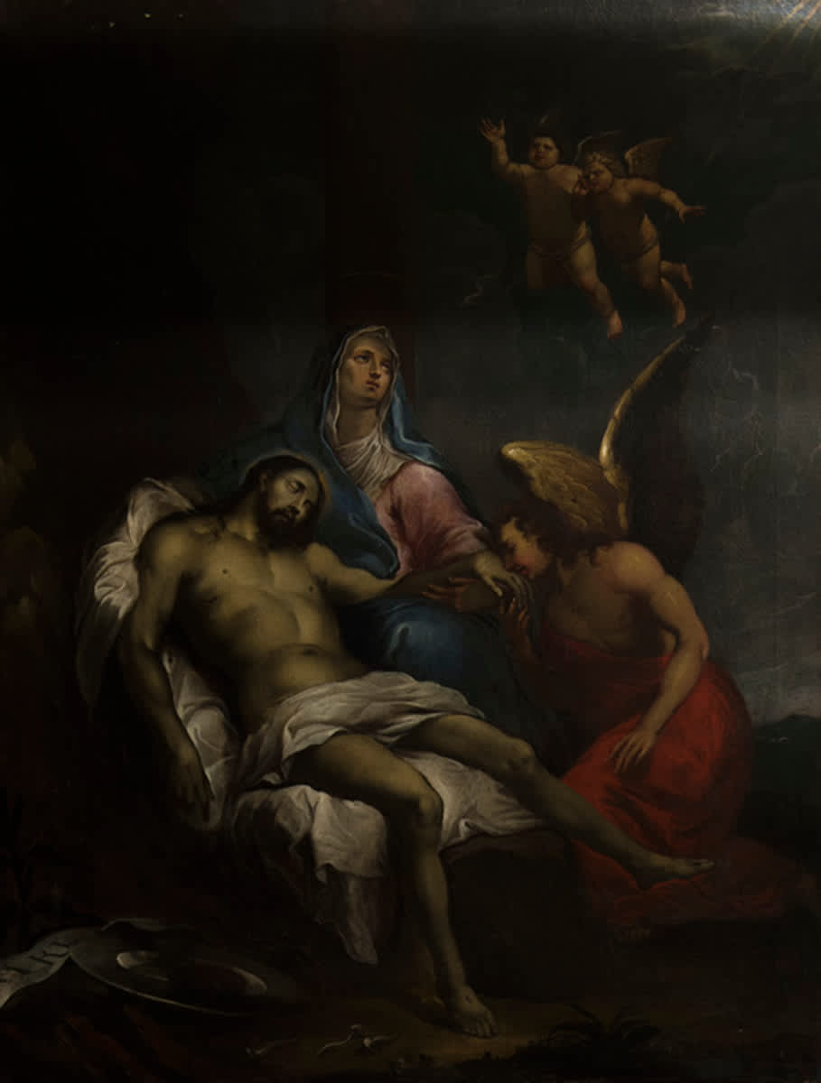 Pietà unter dem Kreuz