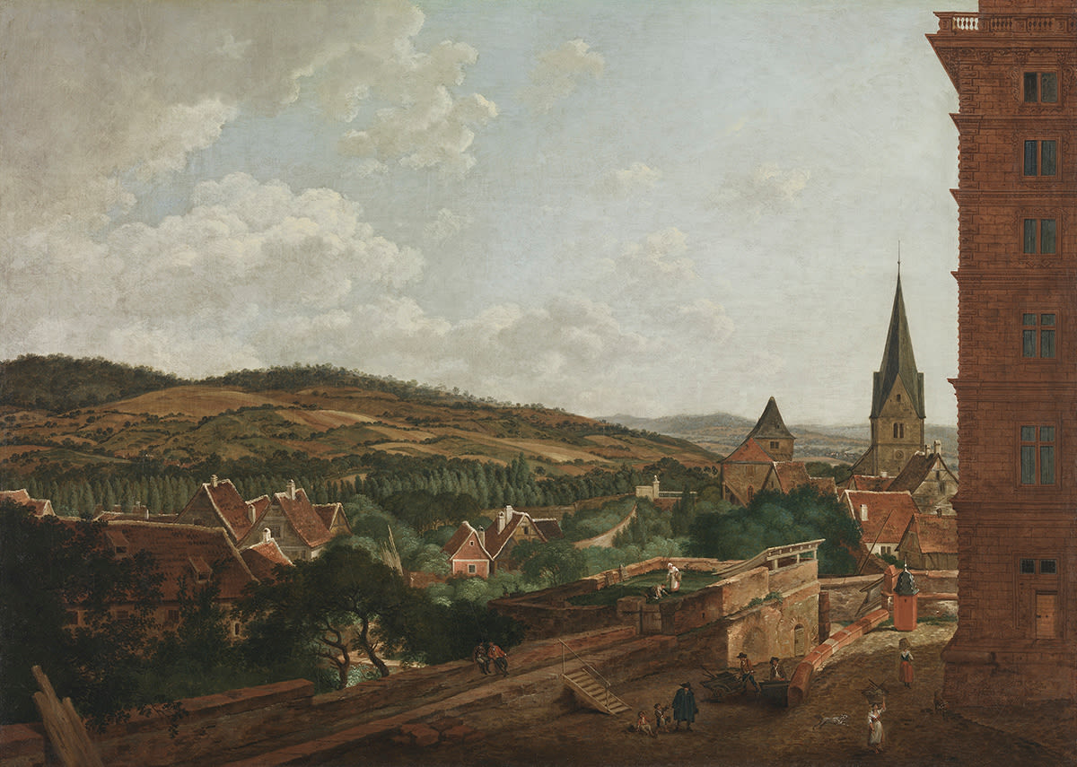 Sammlung Blick von Schloss Aschaffenburg auf die Stadt gegen