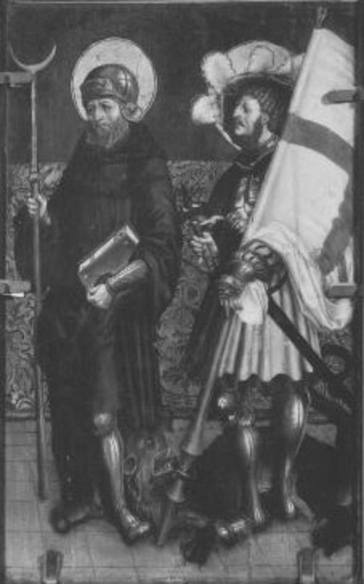 Rechter Flügel eines Altares: Hll. Wilhelm von Maleval und Georg
Rückseite: Johannes auf Patmos