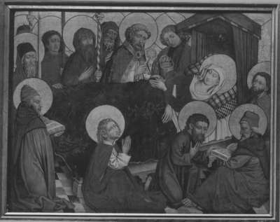 Tafel vom Hochaltar aus St. Mang in Füssen: Tod Mariens
Rückseite: Kreuztragung Christi