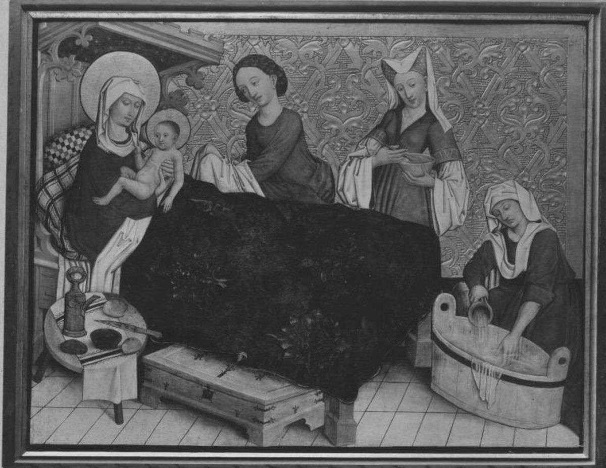 Tafel vom Hochaltar aus St. Mang in Füssen: Geburt Mariens
Rückseite: Gefangennahme Christi