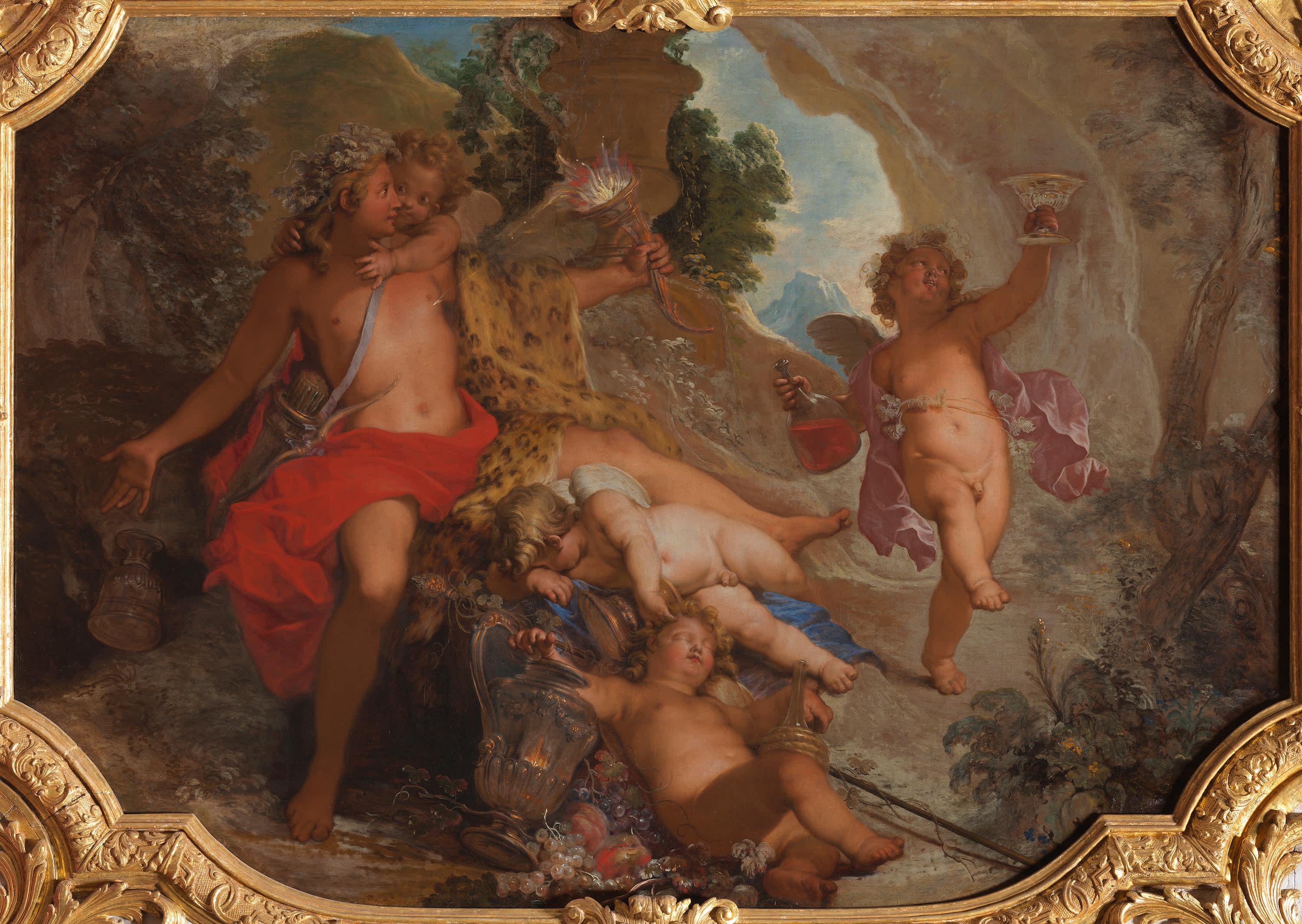 Bacchus mit vier Putten