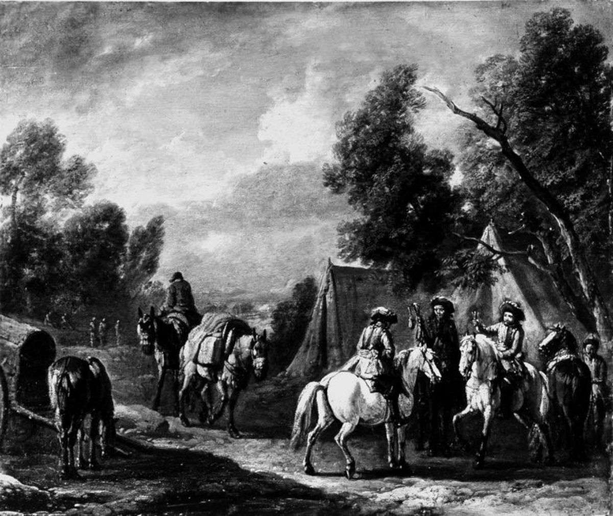 Parlamentäre vor einem Zelt