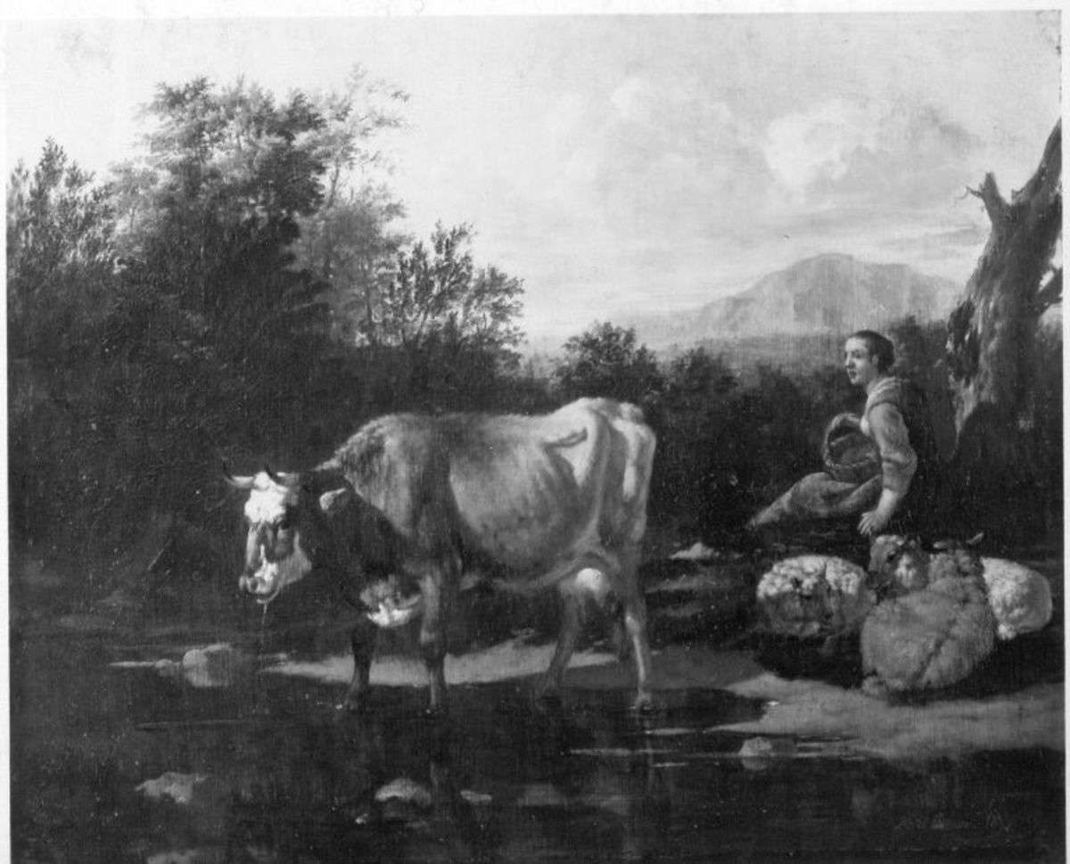 Viehstück mit Hirtin