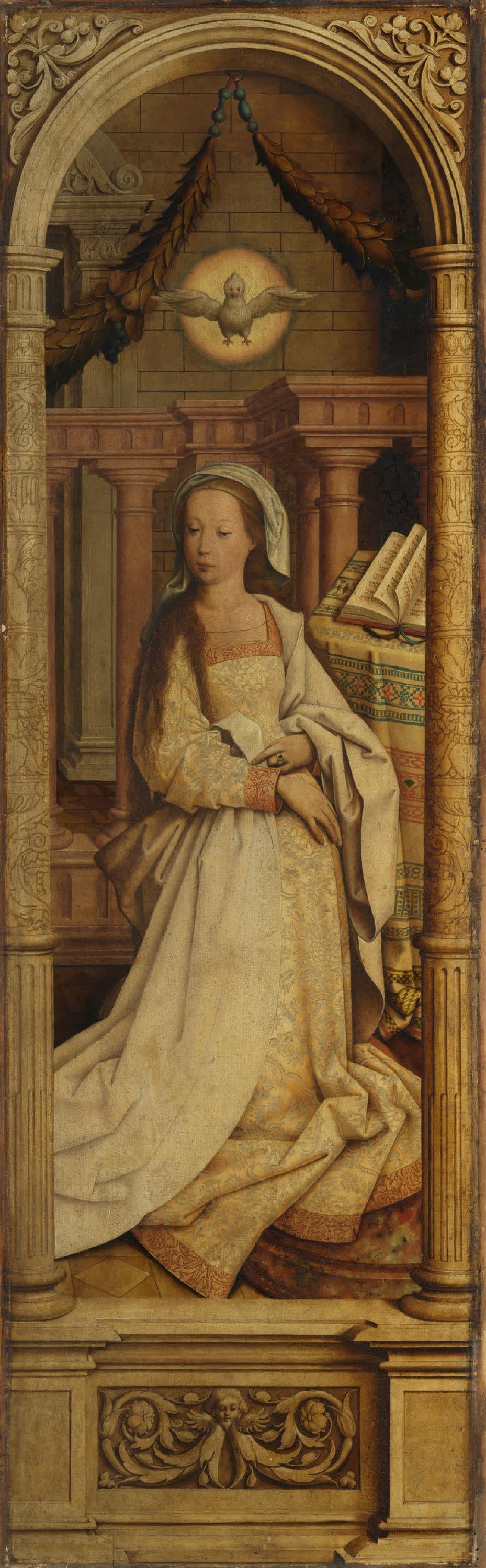 Sebastiansaltar, rechter Flügel: Die hl. Elisabeth
Rückseite: Maria der Verkündigung