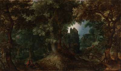 Waldlandschaft mit der Verstoßung von Hagar und Ismael