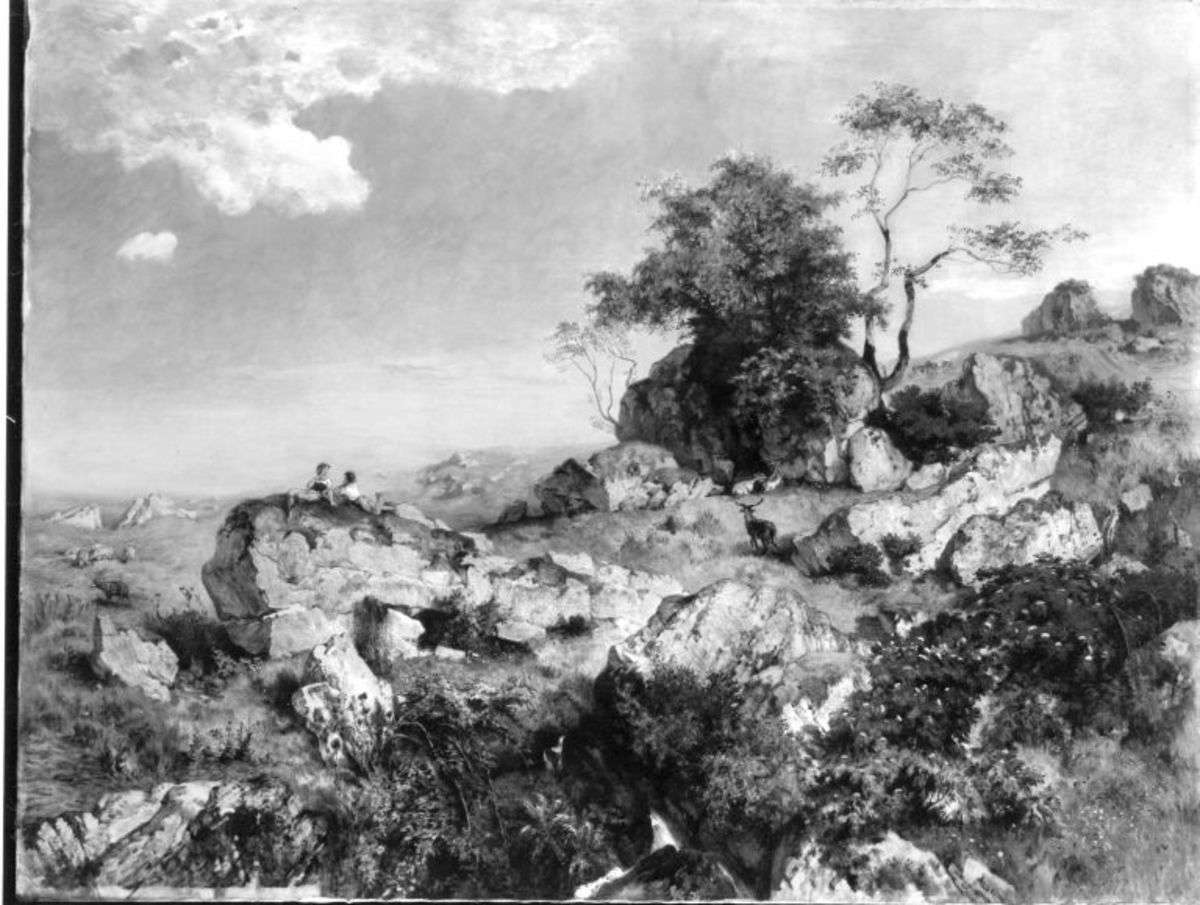 Berghalde mit Hirtenkindern