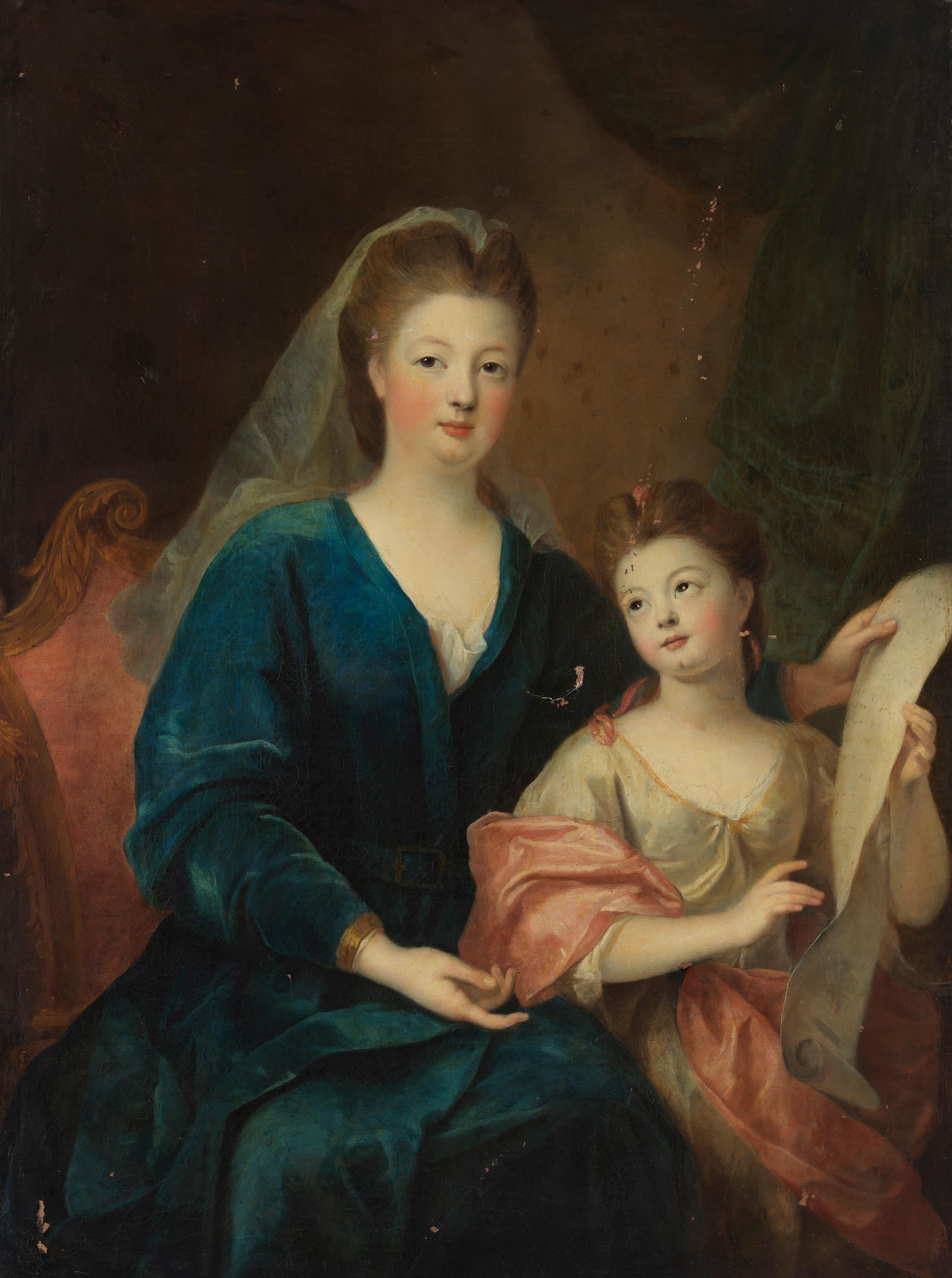 Bildnis der Louise Françoise de Bourbon, Fürstin von Condé und einer ihrer Töchter