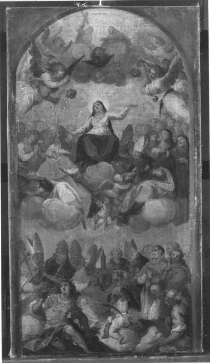 Maria auf Wolken mit Heiligen