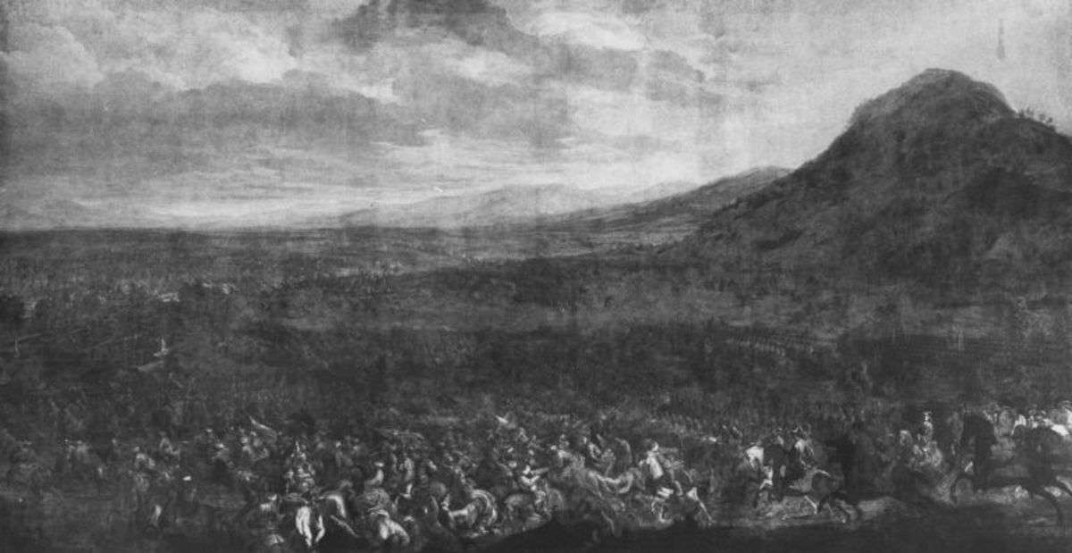 Die Niederlage der Türken bei Mohacs und dem Berg Harsan in Ungarn am 12. August 1687