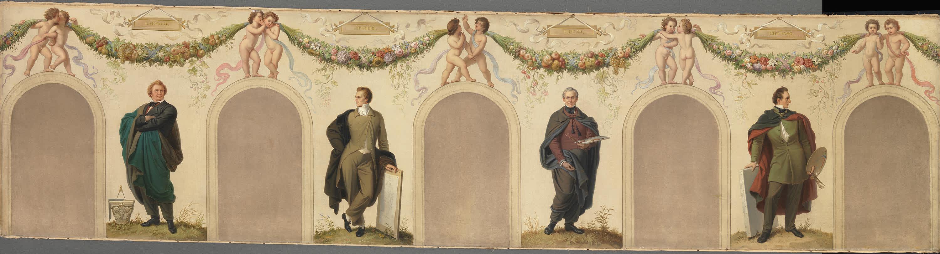 Bildnisse der Künstler Friedrich von Gärtner, Julius Schnorr von Carolsfeld, Heinrich Hess und Carl Rottmann