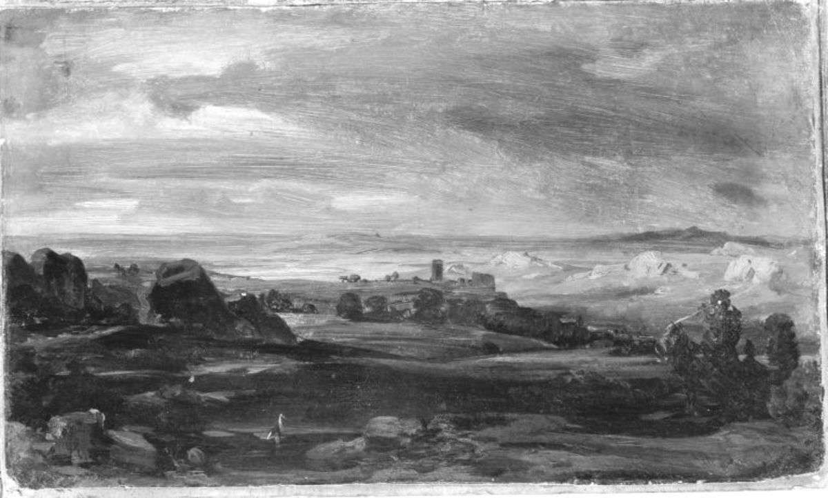 Abendlandschaft mit Burgruine