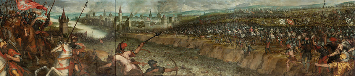 Die Herzöge Heinrich XIII. von Niederbayern und Ludwig II. (der Strenge) von Oberbayern besiegen 1257 König Ottokar von Böhmen bei Mühldorf