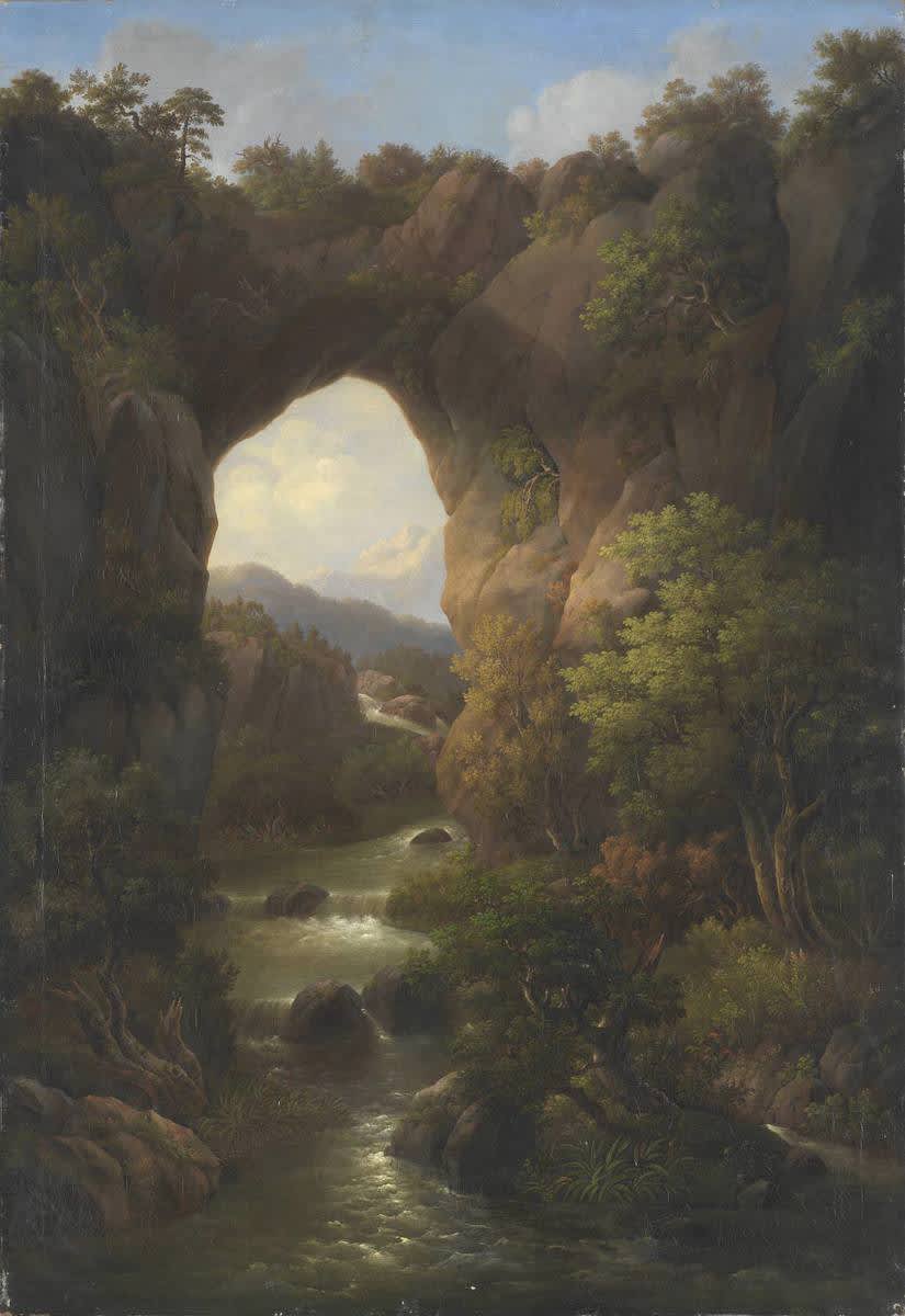 Landschaft mit Felsentor