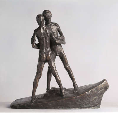 Zwei Knaben in einem Boot