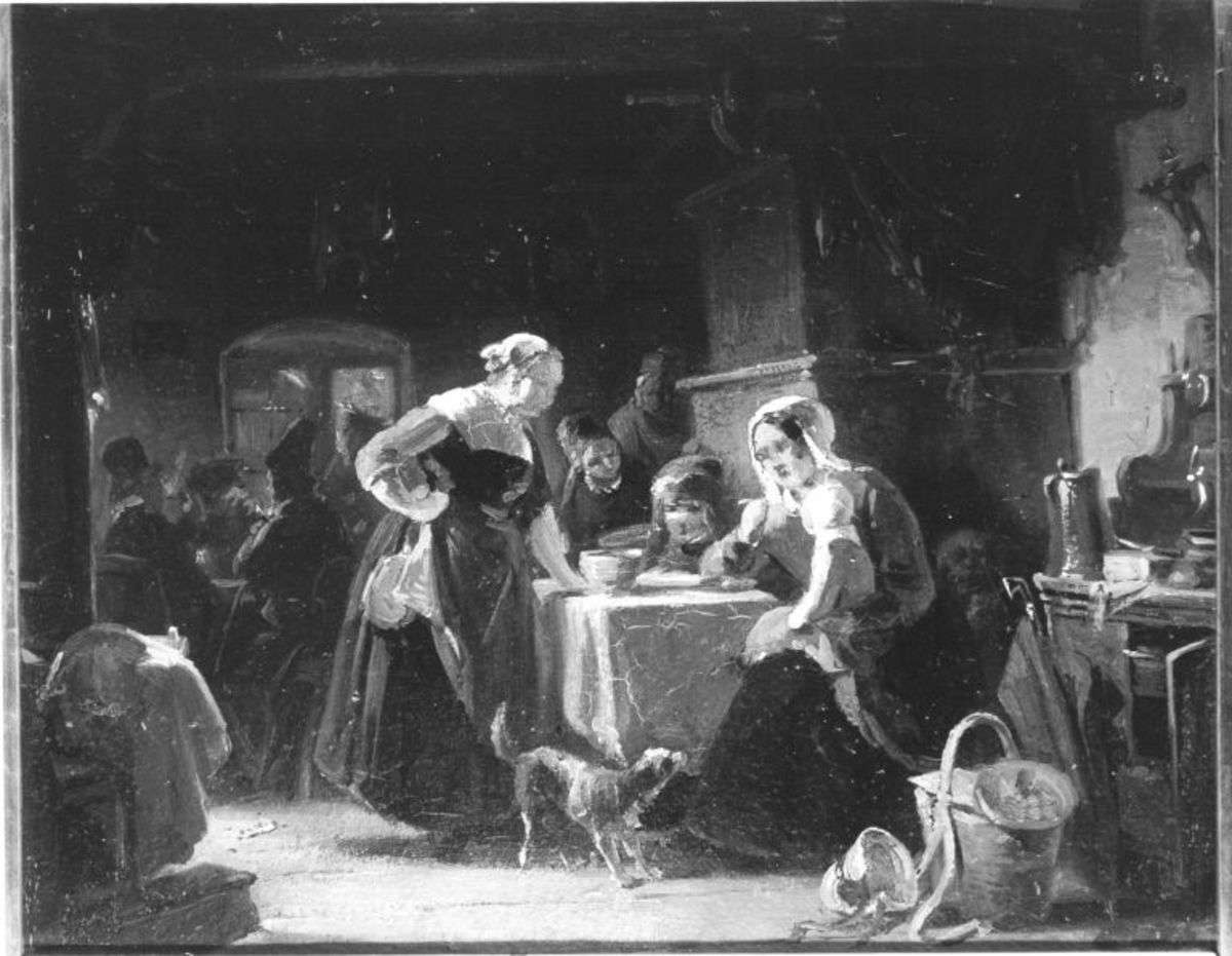 Wirtsstube im bayerischen Hochland (Ölskizze)