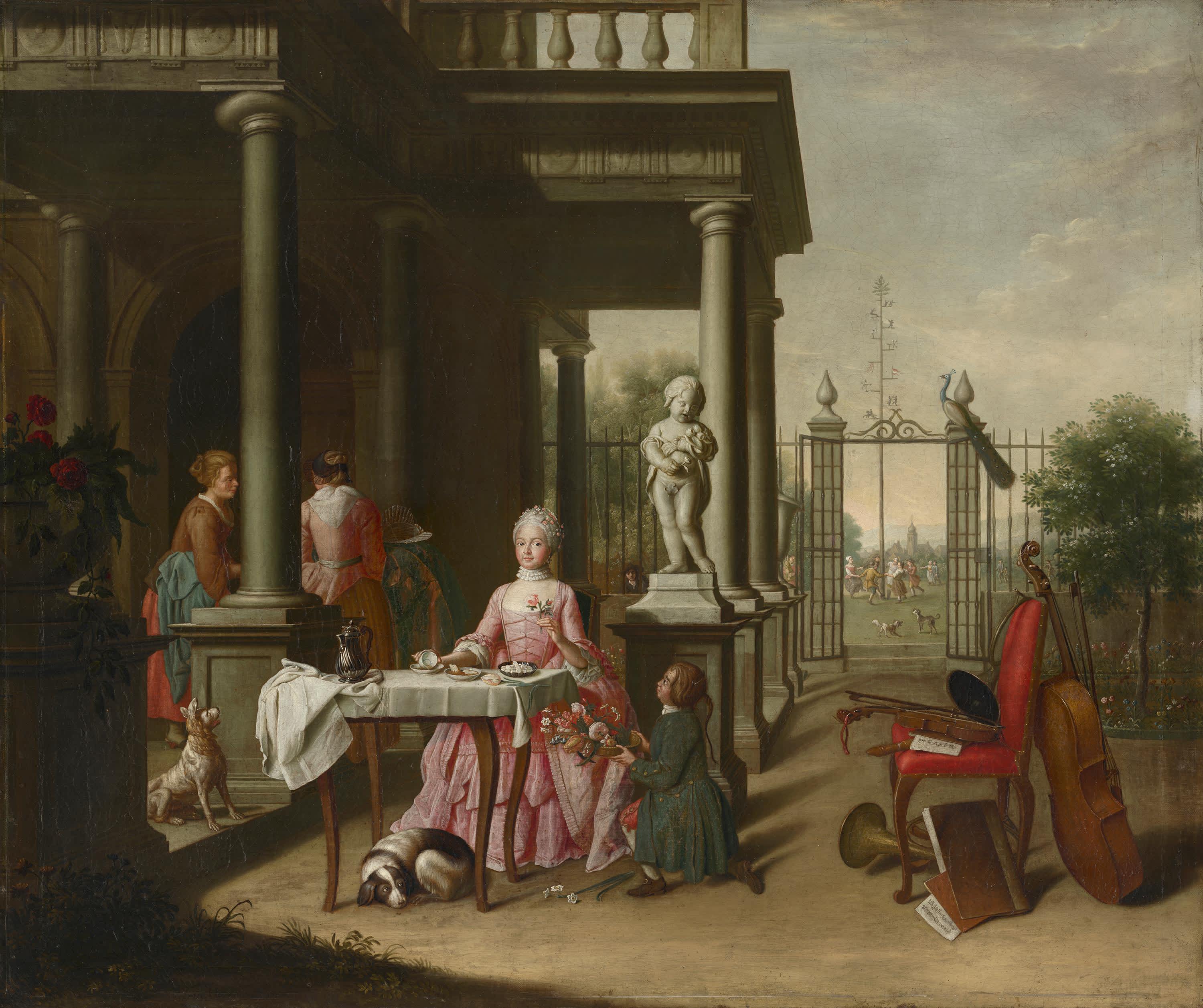 Der Frühling (Johanna de Lasence beim Kaffee im Garten)