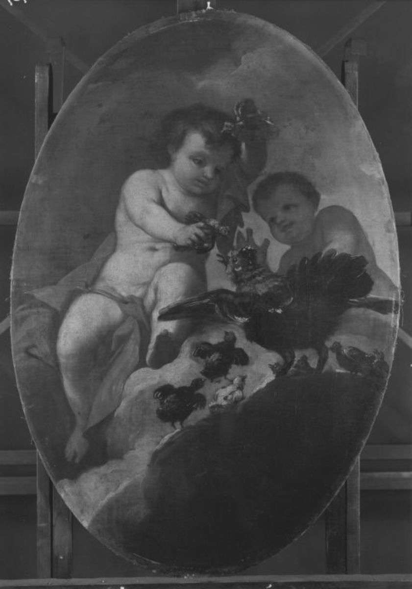 Zwei Genien mit Bruthenne