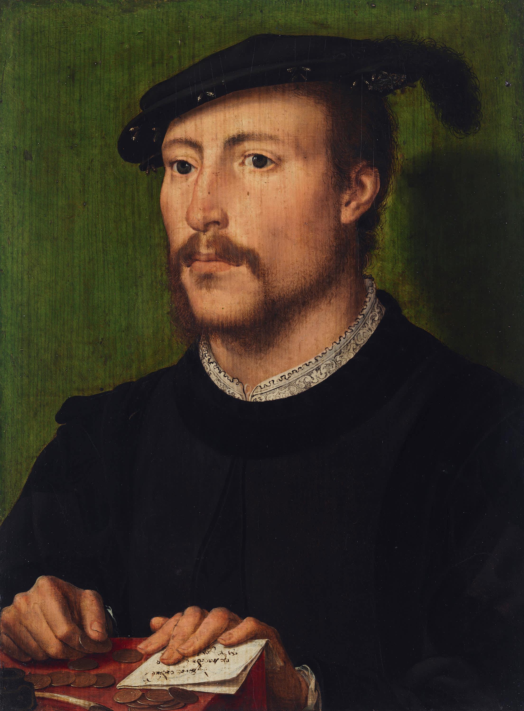 Mann mit schwarzem Barett