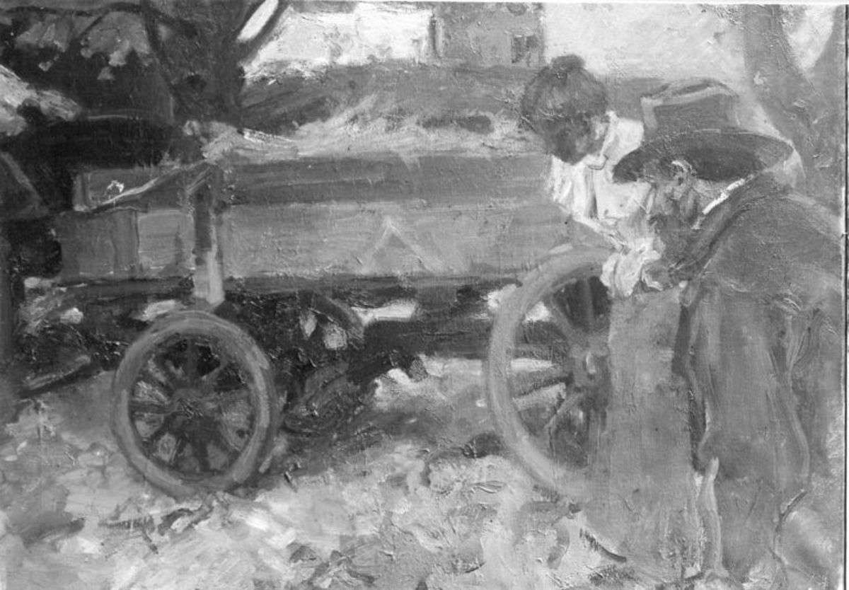 Bauernwagen mit Mann und Frau