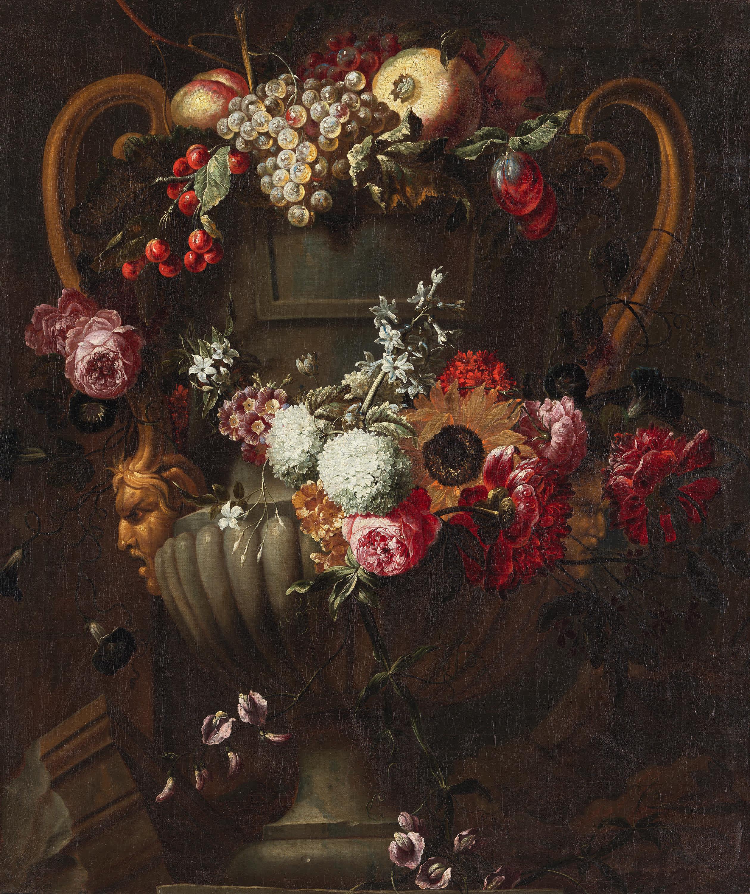 Blumen in einer Henkelvase
