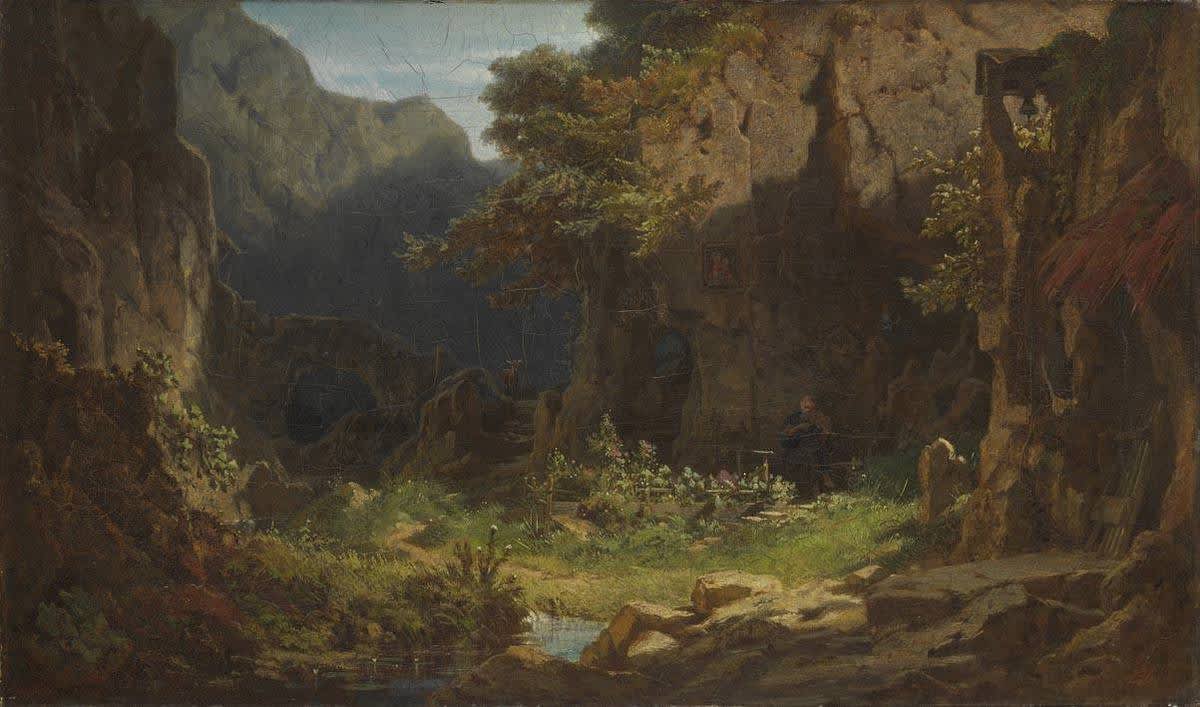 Ein Einsiedler, Violine spielend