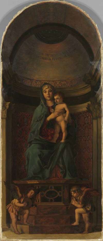 Thronende Madonna mit Engeln und Heiligen (nach Giovanni Bellini)
(Frari-Triptychon)