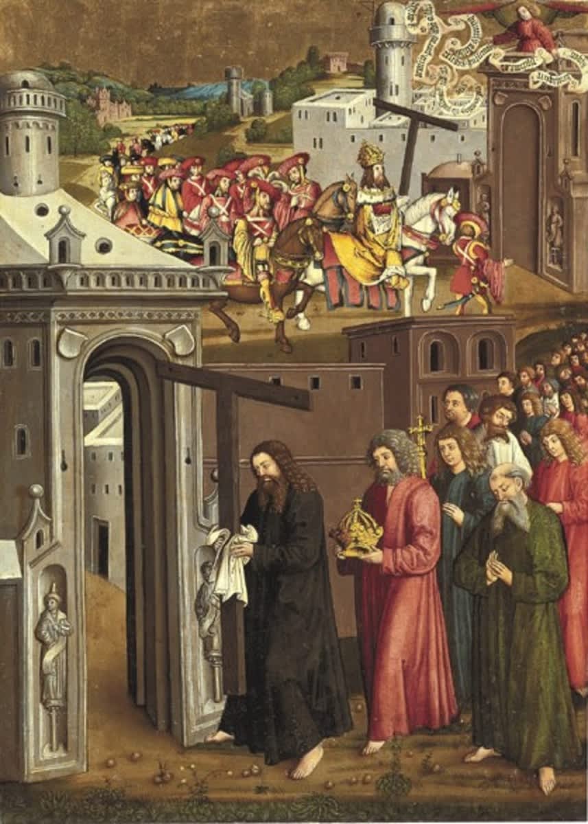 Flügel eines Kreuzaltares: Kaiser Heraklius trägt das Kreuz
(Ehemals Rückseite: Inv.-Nr. 5367)