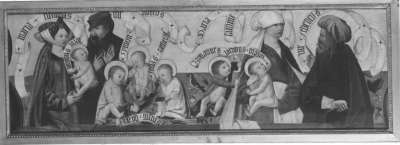 Kirchheimer Sippenaltar, Predella: Alpheus und Maria Cleophae, Zebedäus und Maria Salome mit ihren Kindern