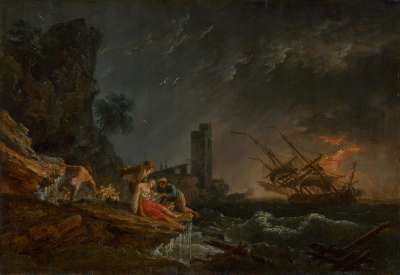 Seesturm mit Schiffbrüchigen