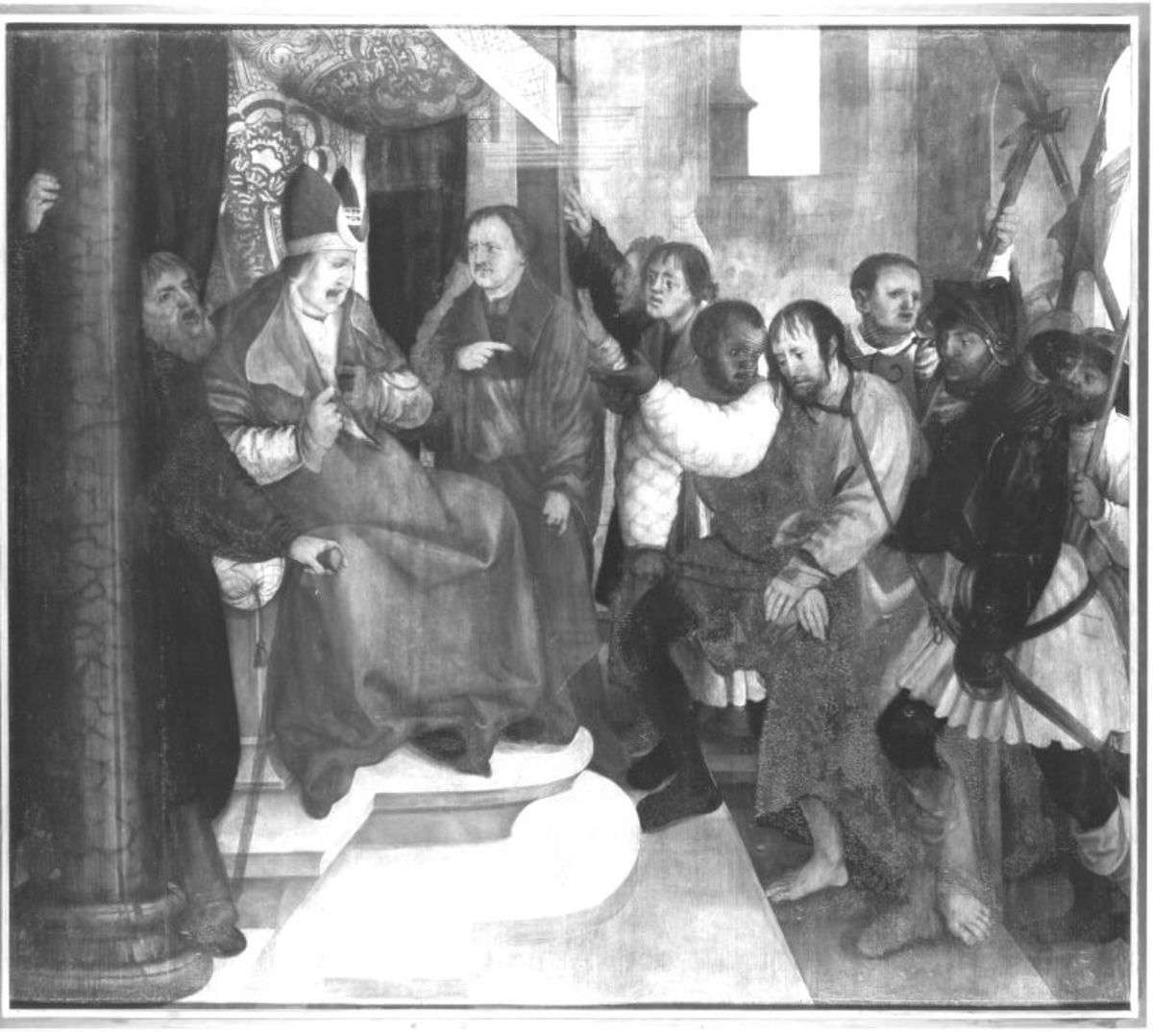 Erster Wettenhauser Altar: Christus vor Kaiphas
Rückseite: Auferstehung Christi