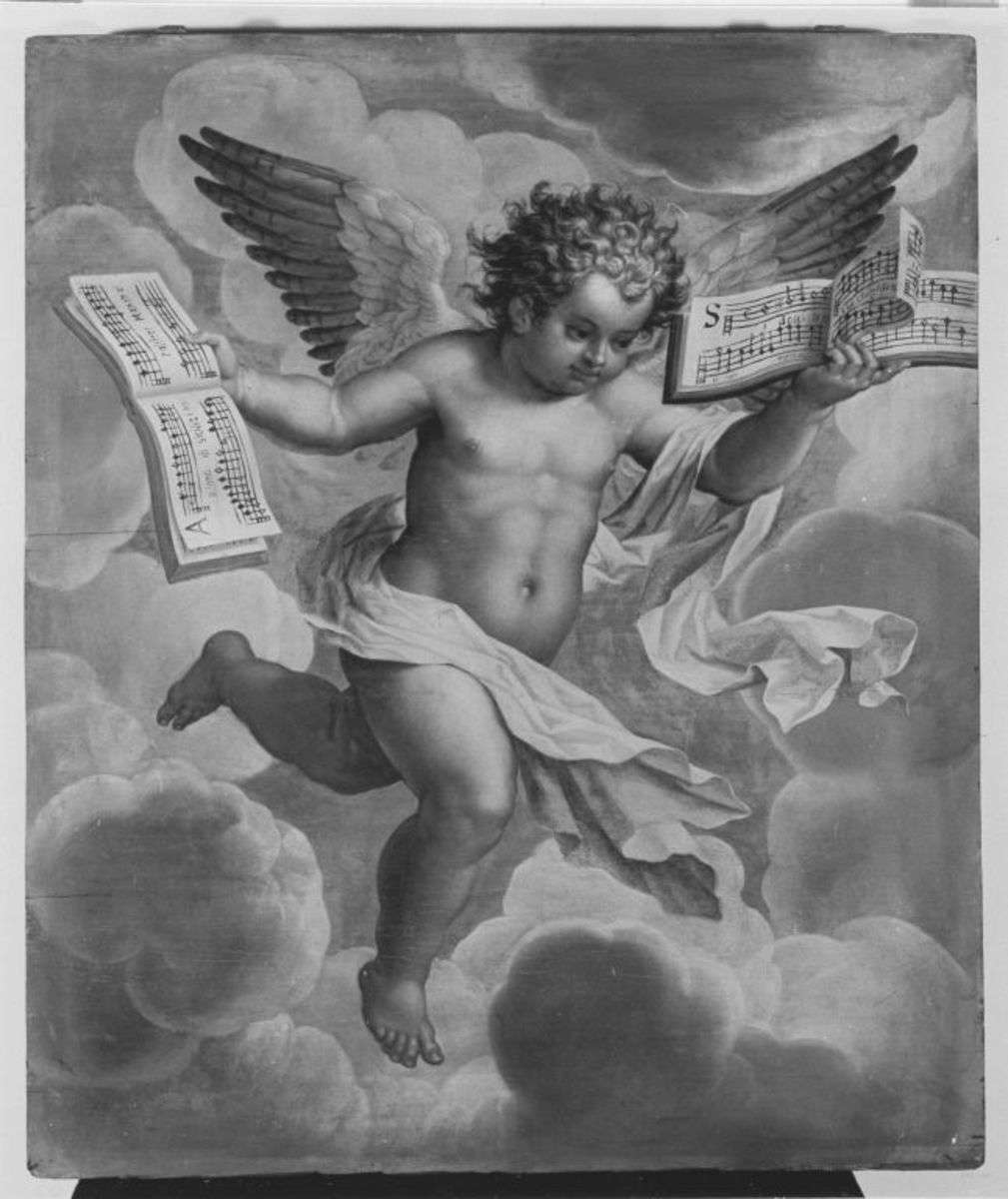 Fliegender Engel mit Musikalien