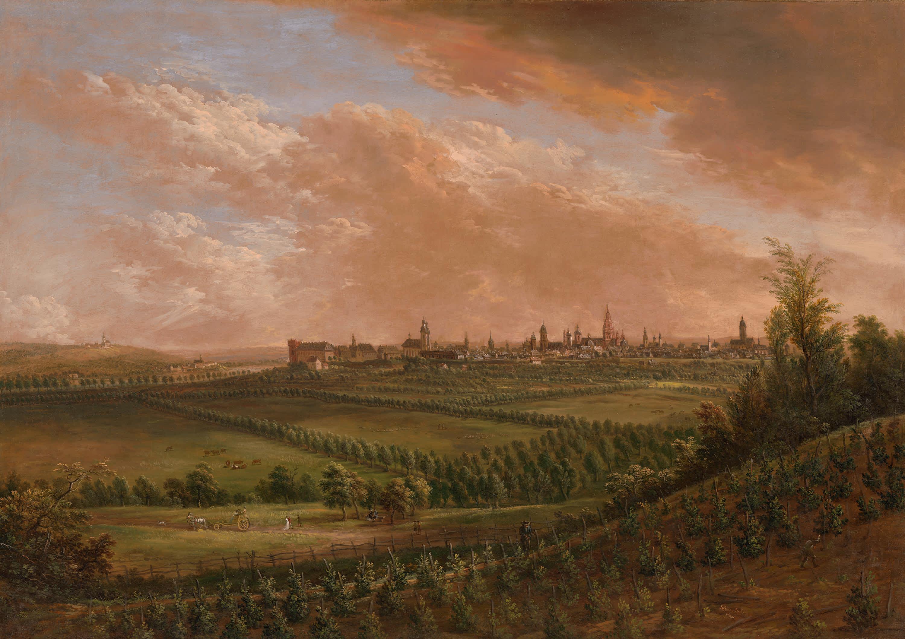 Blick auf Mainz vom Hartenberg im Nordwesten