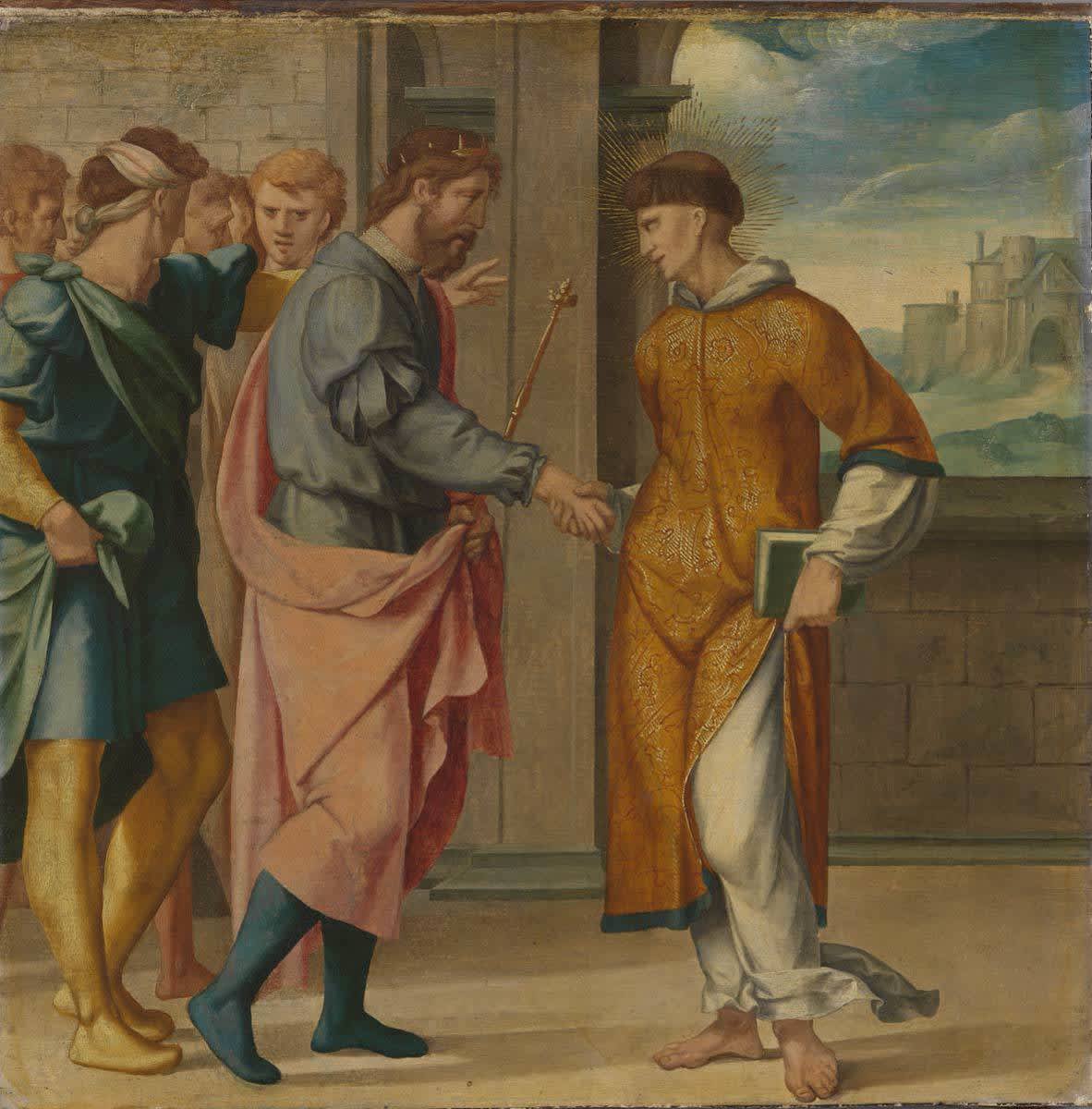 Cyriakus-Folge: Der hl. Cyriakus wird vom Perserkönig begrüßt