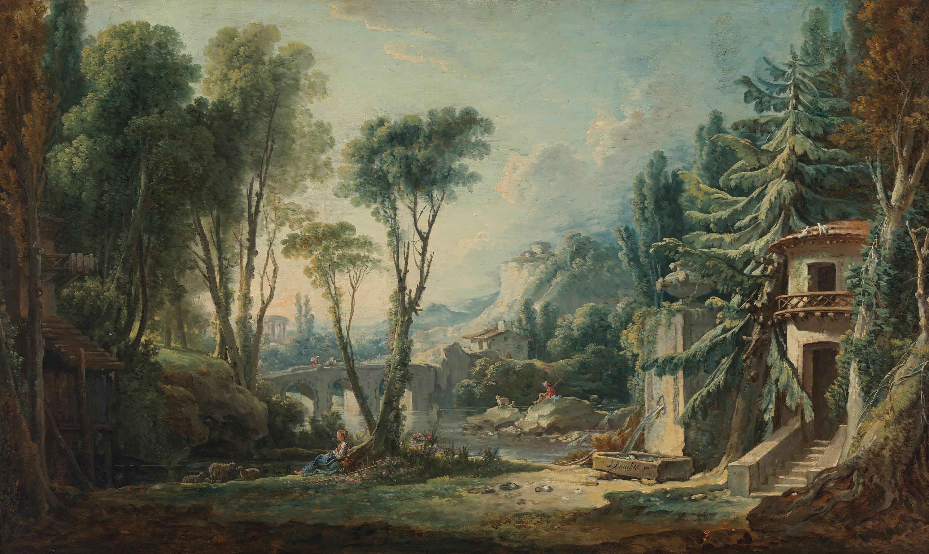 Hirtenlandschaft mit Fluss
