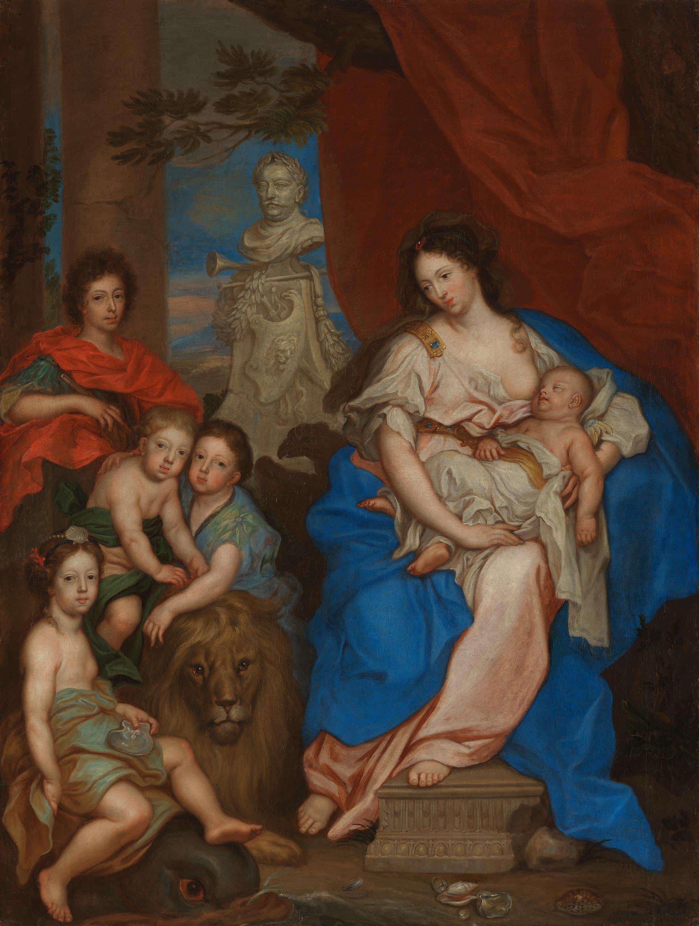 Maria Kasimira, Gemahlin Johannes' III. Sobieski, mit ihren Kindern